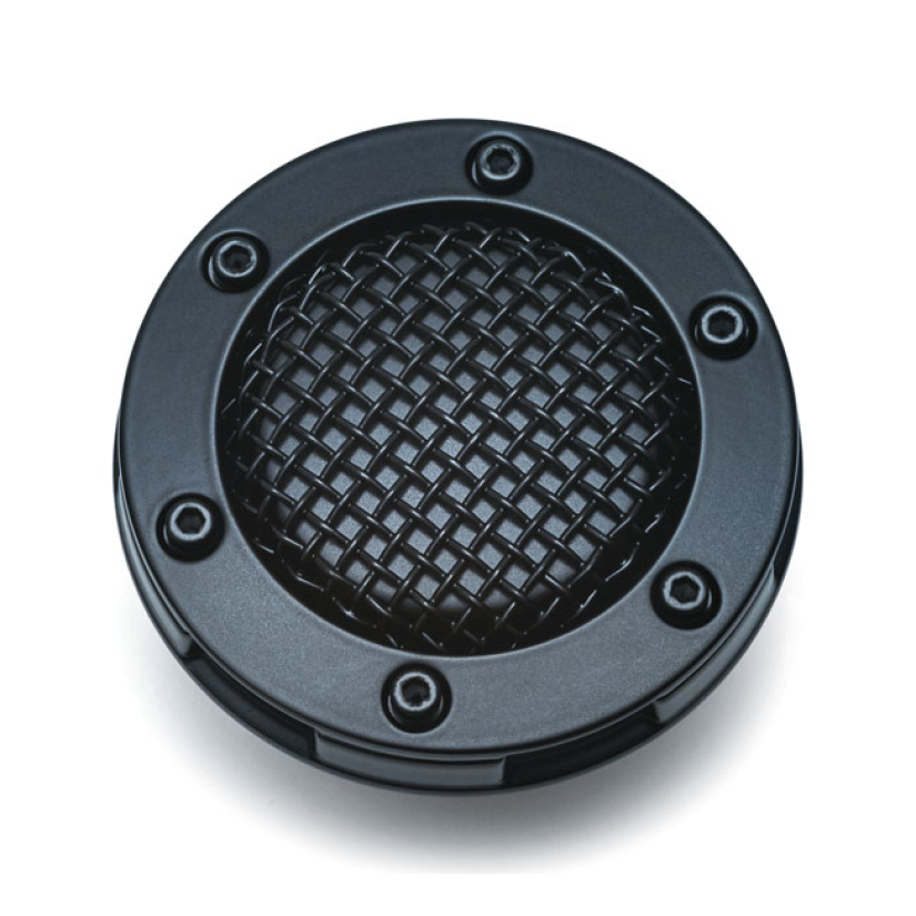 KURYAKYN, MESH GAS CAP SATIN BLACK. VENTED. RIGHT SIDE. RIGHT HAND THR 558897