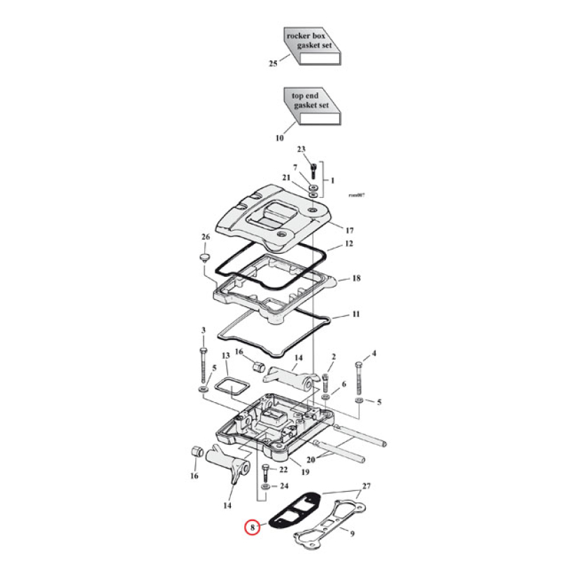 COMETIC, RIGHT ROCKER COVER GASKET. FIBER REPLACEMENT FOR OEM 16778-84 561236