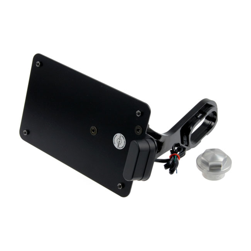 CULT-WERK, SIDE MOUNT LICENSE PLATE BRACKET, BLACK. FRANCE GLOSS BLACK 563579