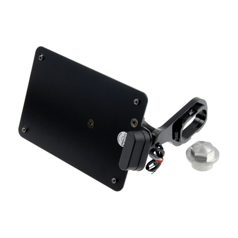 CULT-WERK, SIDE MOUNT LICENSE PLATE BRACKET. NETHERLANDS GLOSS BLACK P 563580