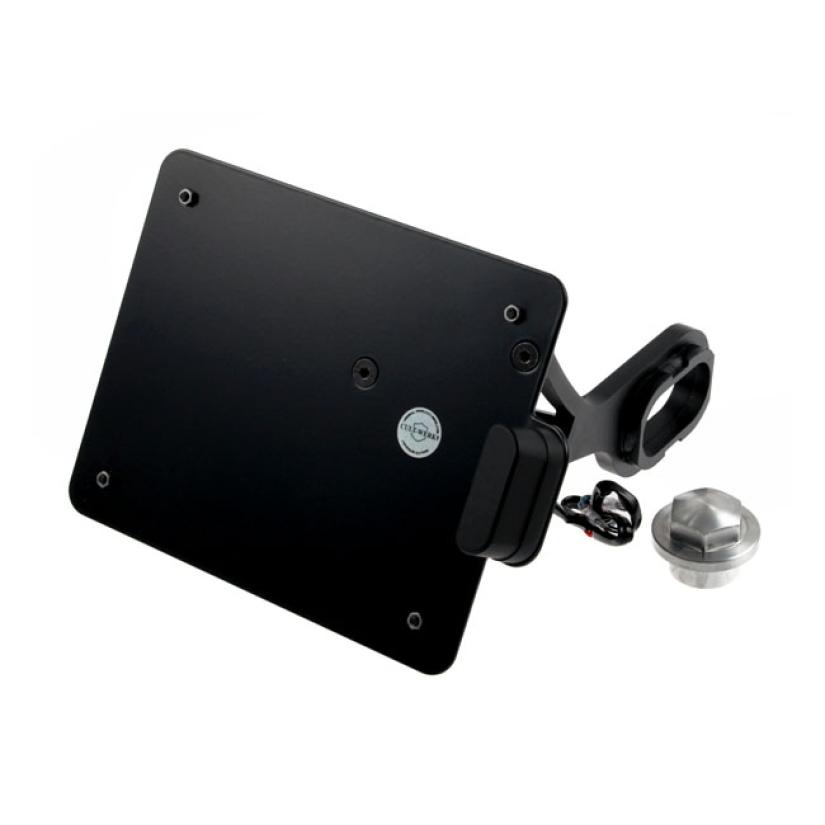 CULT-WERK, SIDE MOUNT  LICENSE PLATE BRACKET BLACK, AUSTRIA GLOSS BLAC 563596