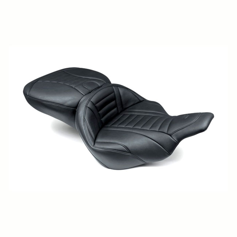 MUSTANG, DELUXE SUPER TOURING SEAT BLACK. ONE-PIECE. FRONT 19"; REAR 1 563693