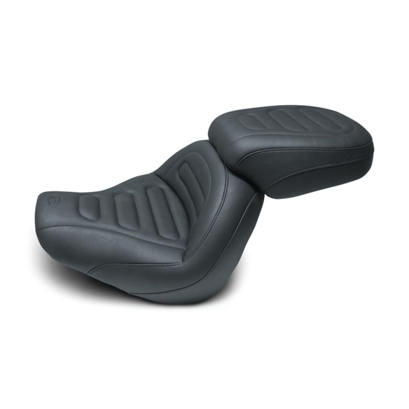 MUSTANG, STANDARD TOURING SOLO SEAT BLACK. TRAPEZOID STITCH. 14.5" WID 568410