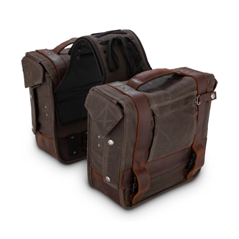 BURLY VOYAGER THROWOVER SADDLEBAGS DARK OAK UV TREATED WET WAXED COTTO 571758