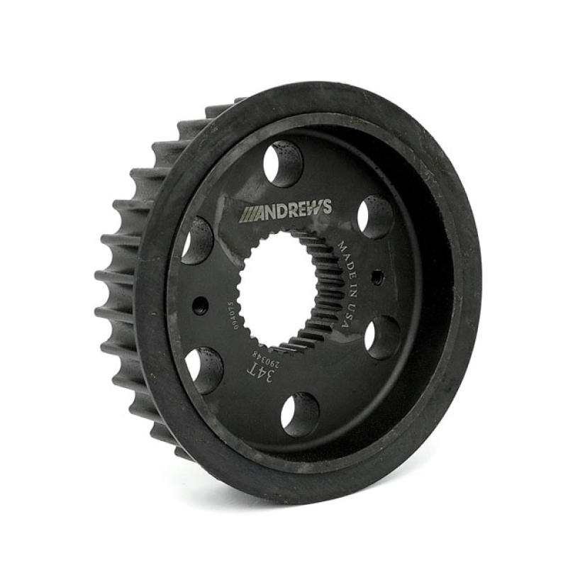 ANDREWS, M8 TRANSMISSION PULLEY 34T OVERDRIVE PULLEY. 6% LESS RPM FOR 572142