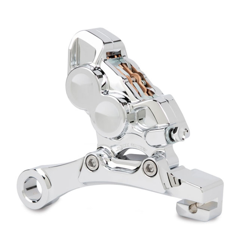 ARLEN NESS, 4 PISTON CALIPER & BRACKET KIT REAR CHROME. CNC BILLET ALU 572917