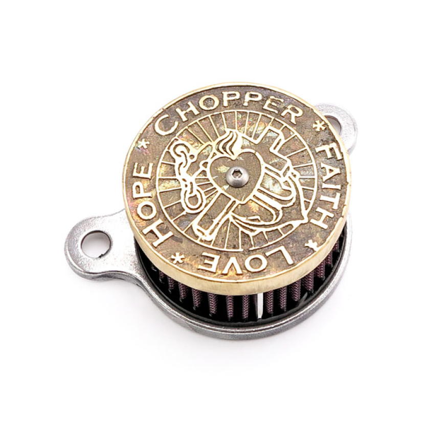 WANNABE CHOPPERS, WANNASUCKER ''CFLH'' AIR CLEANER. BRASS BRASS. ''CHO 574523