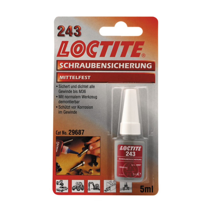 LOCTITE 243 BLUE, THREADLOCKER 5CC FLUID. 5CC BOTTLE. MOST USED LOCTIT 586004