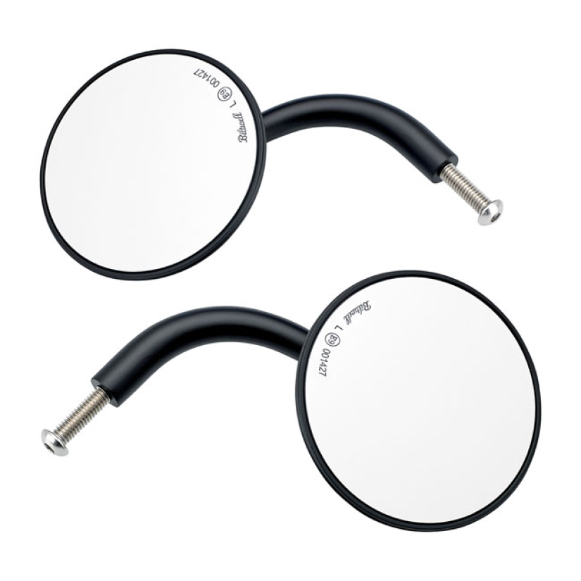 BILTWELL UTILITY ROUND MIRROR SHORT STEM BLACK ECE APPR. 586412