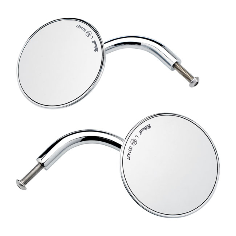 BILTWELL UTILITY ROUND MIRROR SHORT STEM CHROME ECE APPR. 586414