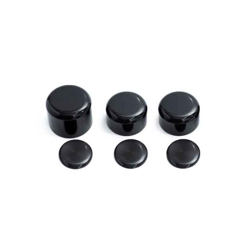 KILLER CUSTOM, WHEEL AXLE & SWINGARM COVER SET. 6-PIECE GLOSS BLACK PO 587872