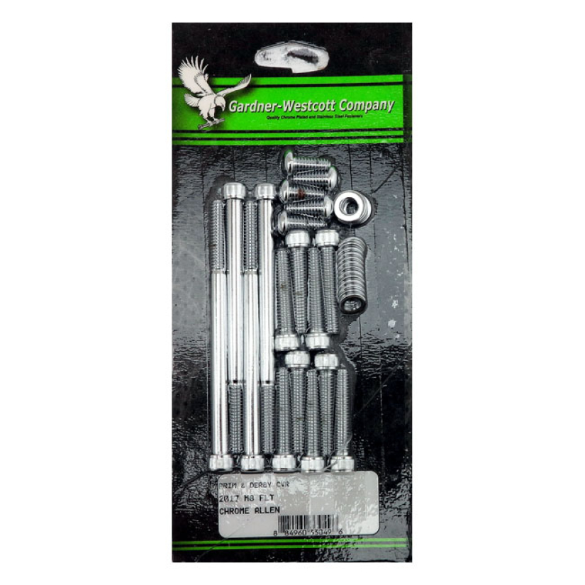 GW, PRIMARY & DERBY COVER HARDWARE KIT. CHROME CHROME PLATED ALLENHEAD 588010