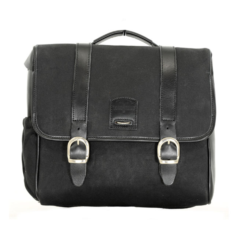 LONGRIDE, ''CLASSIC'''' WAXED COTTON SADDLEBAG. BLACK MADE FROM WAXED 588743