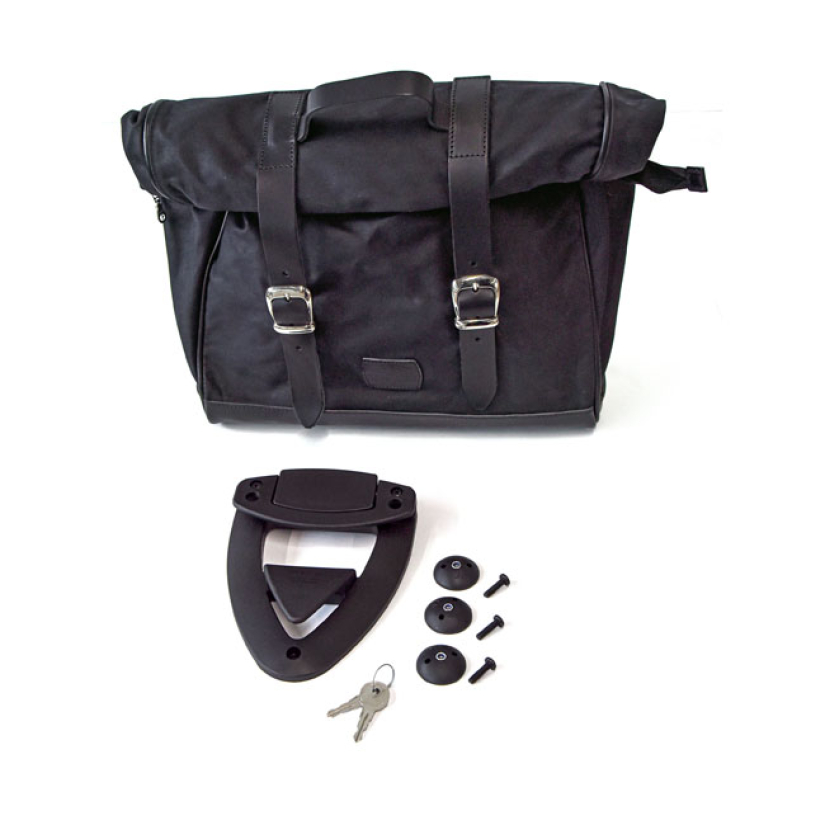 LONGRIDE, CLICK-ON OLD CHOPPER SADDLEBAG WAXED COTTON. BLACK ''- OLD C 588749
