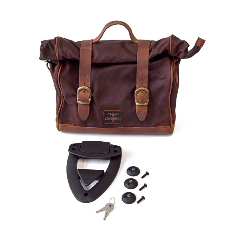 LONGRIDE, CLICK-ON OLD CHOPPER SADDLEBAG WAXED COTTON. BROWN ''- OLD C 588750