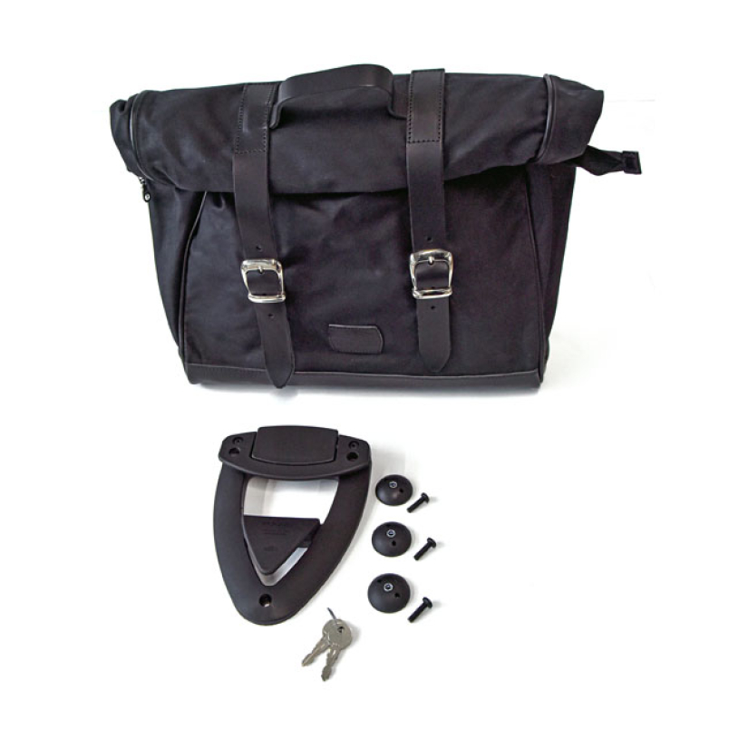 LONGRIDE, CLICK-ON OLD CHOPPER SADDLEBAG WAXED COTTON. BLACK ''- OLD C 588751