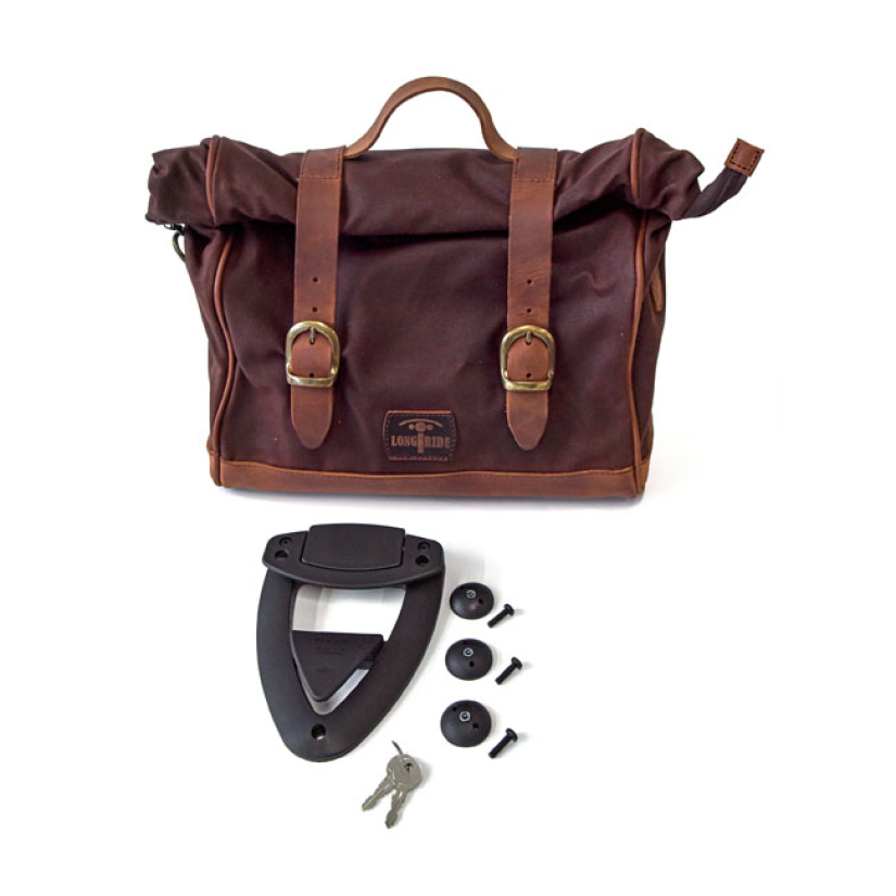 LONGRIDE, CLICK-ON OLD CHOPPER SADDLEBAG WAXED COTTON. BROWN ''- OLD C 588752