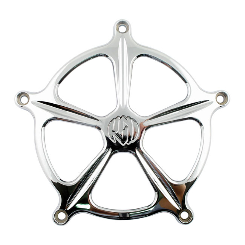 RSD, VENTURI AIR CLEANER FACE PLATE. 'SPEED 5', CHROME 589201