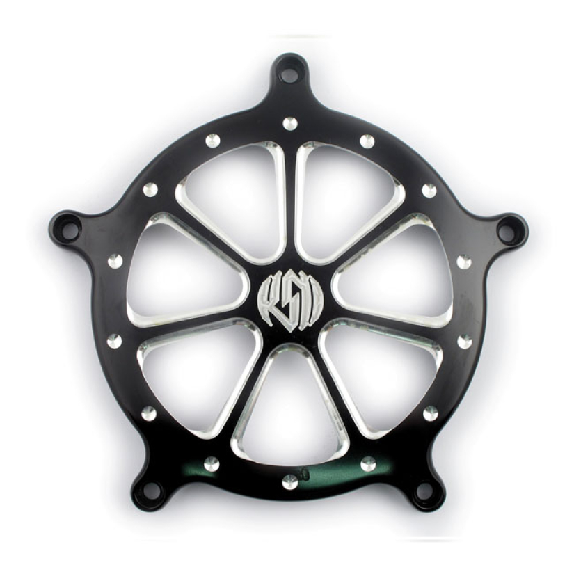 RSD, VENTURI AIR CLEANER FACE PLATE. 'SPEED 7', BLACK CC 589202