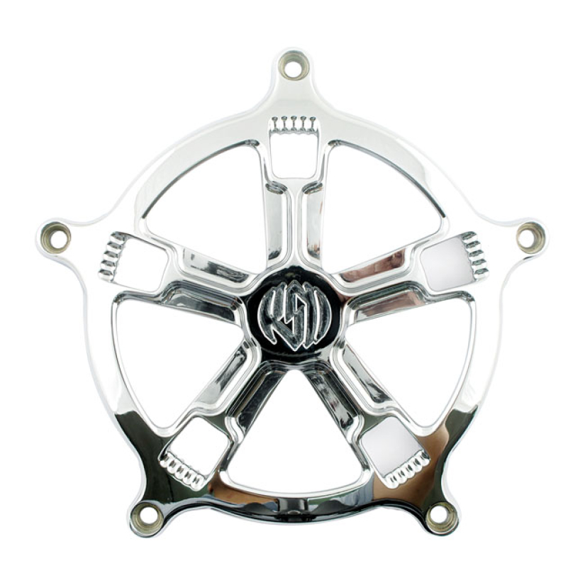 RSD, VENTURI AIR CLEANER FACE PLATE. 'TURBO', CHROME 589206