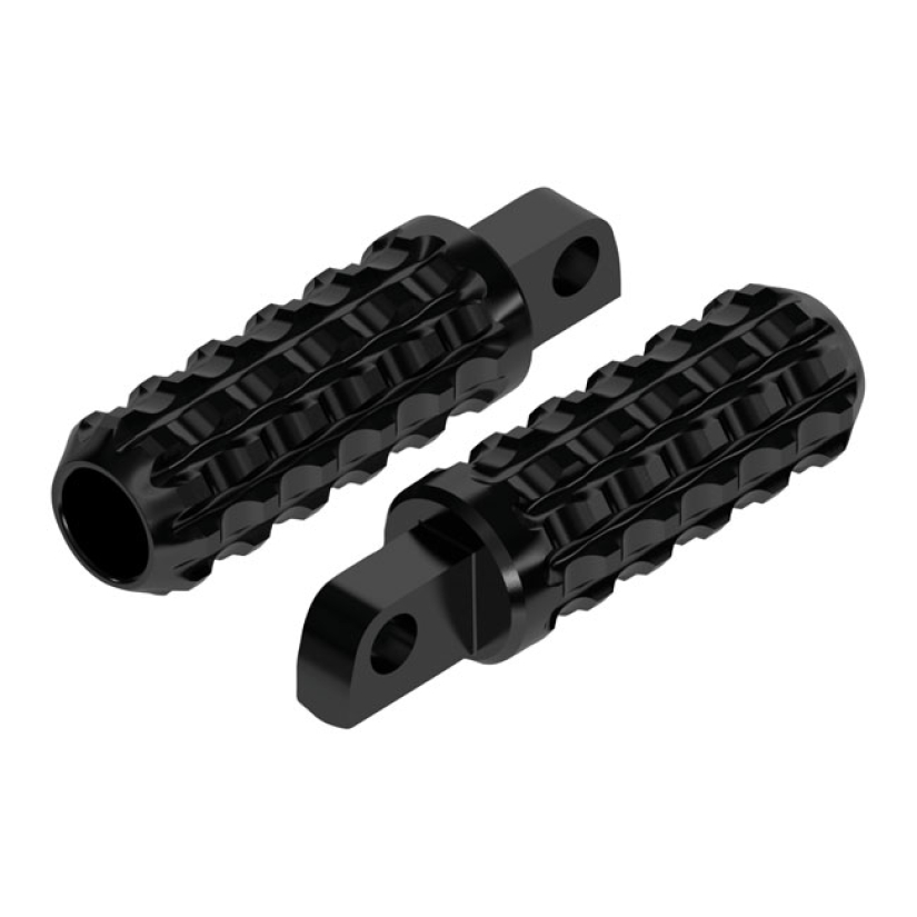 RSD, TRACTION FOOT PEGS. GLOSS BLACK  GLOSS BLACK ANODIZED FINISH.  AL 589723