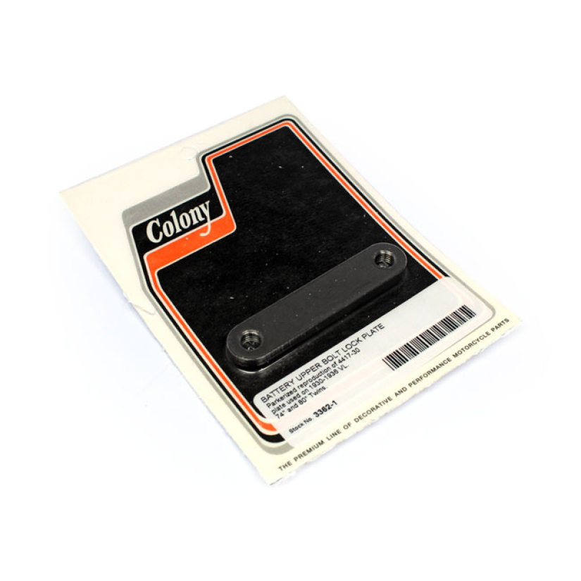 COLONY, BATTERY UPPER BOLT LOCK PLATE BLACK PARKERIZED. BATTERY BOLT L 590087