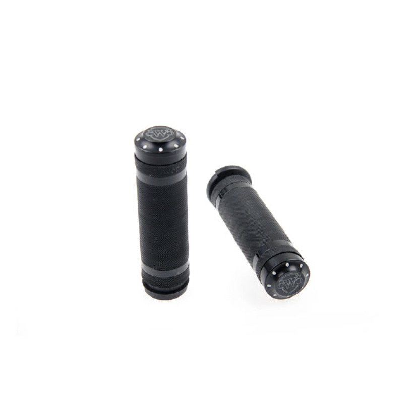 CULT-WERK, 1" / 25.4MM GROOVED HANDLEBAR GRIPS. BLACK WITH CULT-WERK'' 599104