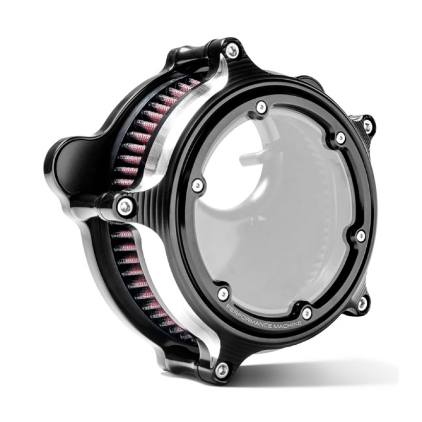 PM, VISION AIR CLEANER KIT, CONTRAST CUT BLACK ANODIZED ALUMINUM WITH 599254
