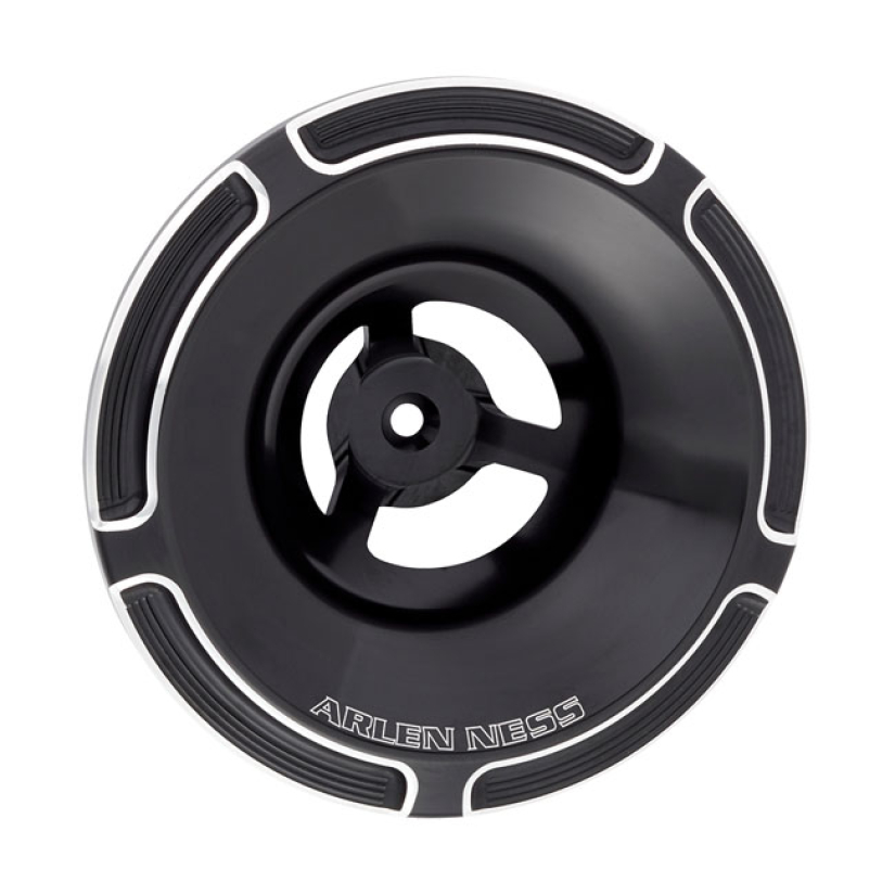 ARLEN NESS, BEVELED VELOCITY 65Ø/90Ø AIR CLEANER COVER. BLK BLACK ANOD 599435