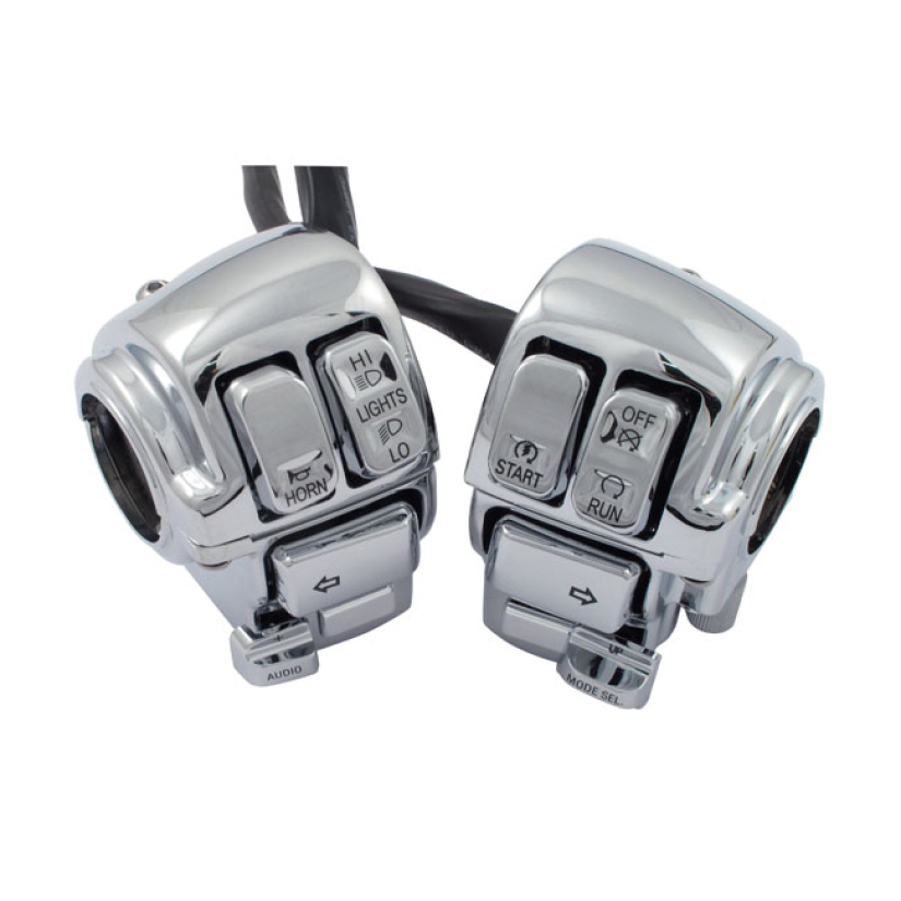 SWITCH HOUSING KIT CHROME; WITH RADIO SWITCHES & WIRING 08-13 FLT/TOUR 900596