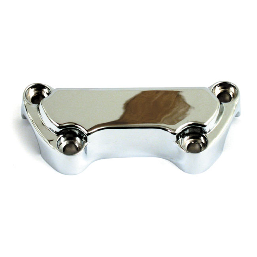 HANDLEBAR TOP CLAMP, WITHOUT SKIRT CHROME; SCALLOPED.  FITS OEM STYLE 900640