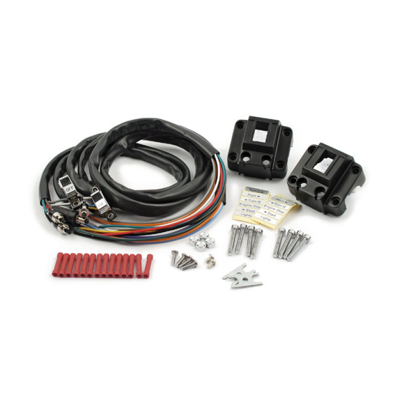 HANDLEBAR SWITCH HOUSING KIT. BLACK/CHROME SWITCH HOUSING KIT WITH WIR 900902