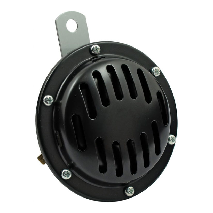 CUSTOM DISC HORN. 101MM. HIGH TONE. BLACK - 12-VOLT - 101MM DIAMETER - 900995
