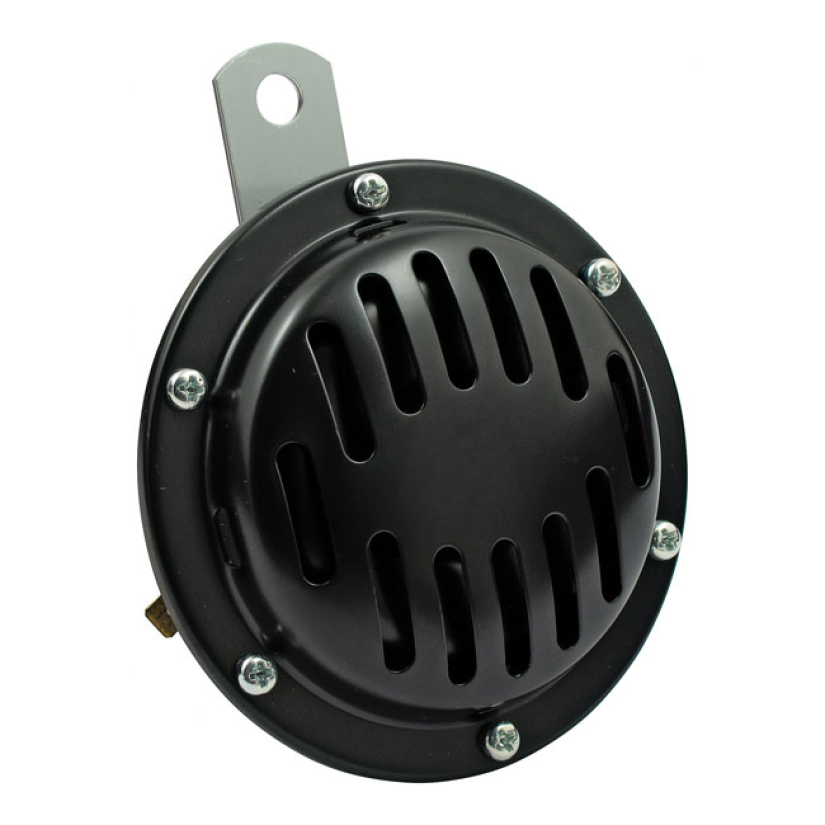CUSTOM DISC HORN. 101MM. LOW TONE. BLACK - 12-VOLT - 101MM DIAMETER - 900996