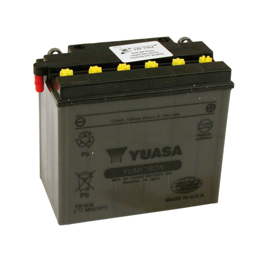 YUASA, YUMICRON 12V LEAD-ACID BATTERY YB16-B. 19AH  215CCA (COLD CRANK 901057