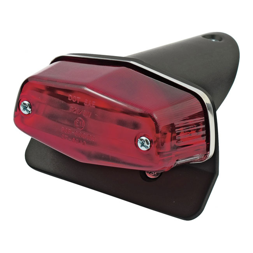 CUSTOM LUCAS TAILLIGHT ASSEMBLY. WITH BRACKET. BLACK CUSTOM SMALLER VE 901799