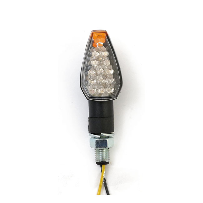 PEAK, MINI LED TURN SIGNALS. 20MM STEM. CLEAR LENS BLACK HOUSING.  12V 902041