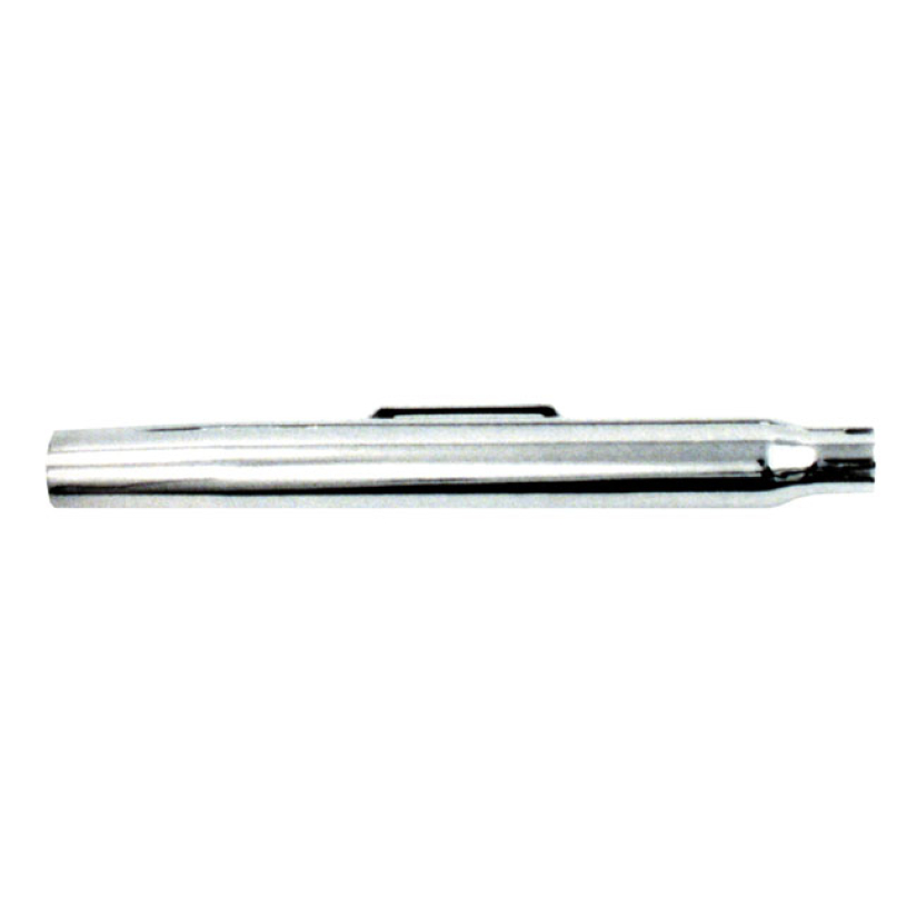 PAUGHCO, TAPERED UNIVERSAL MUFFLER. 22" LONG CHROME. MOUNTS TO STOCK F 902248