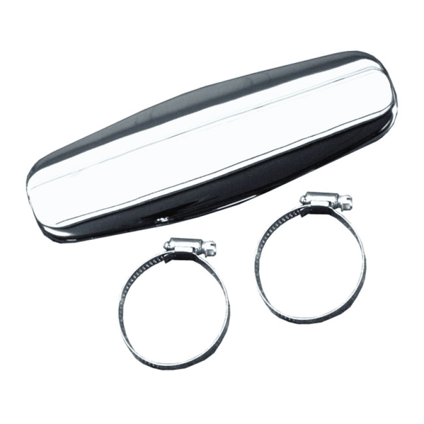 PAUGHCO, OVAL HEATSHIELD / BOOT GUARD. 9". CHROME CUSTOM SMOOTH STEEL 902650
