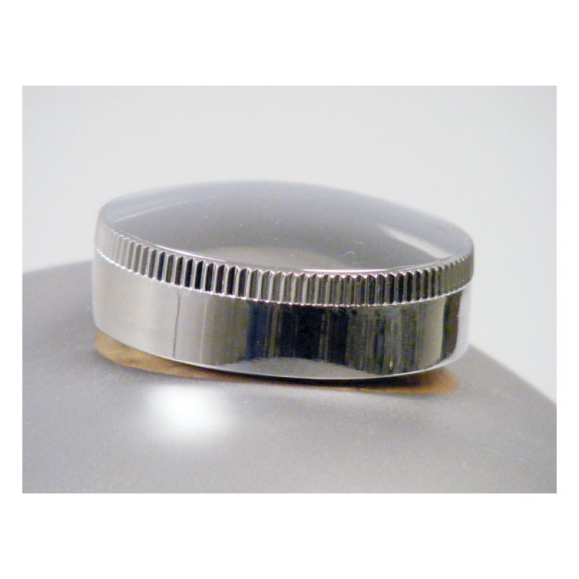 PAUGHCO, LONG SKIRT CAM STYLE GAS CAP. CHR, NARROW KNURLING 902751
