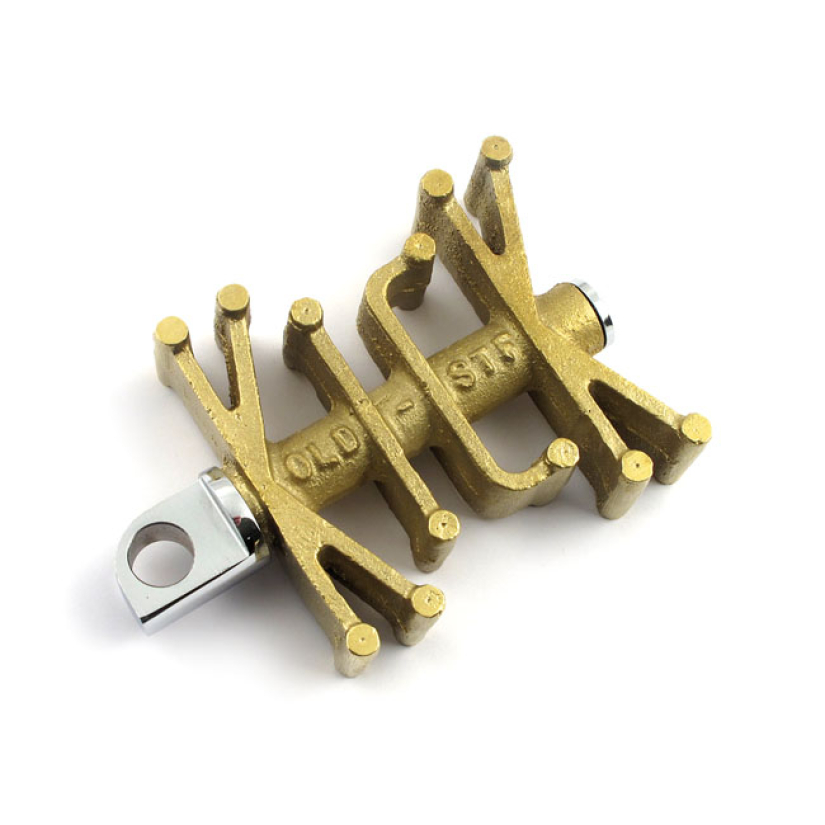 PAUGHCO, ''OLD STF'' BRASS KICK PEDAL. CLEAR SOLID BRASS KICK PEDAL. C 902851