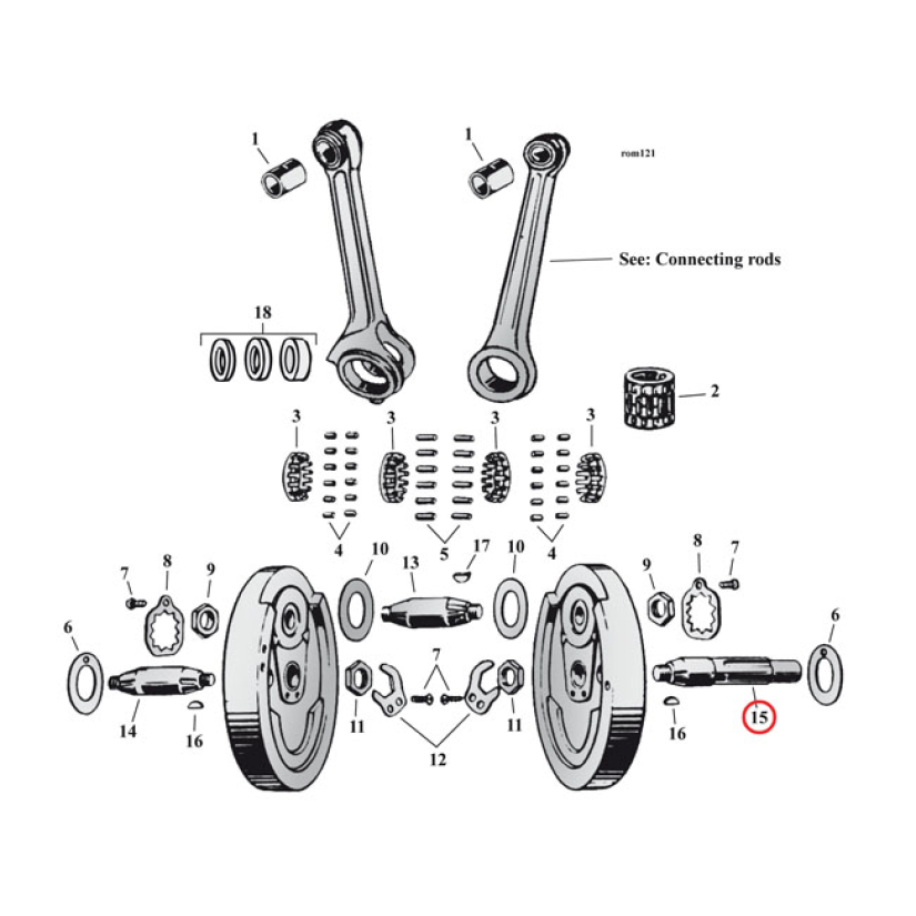PINION SHAFT, 45 INCH FLATHEAD 904333