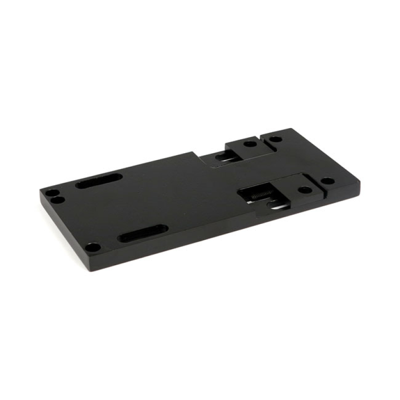 4-SPEED TRANSMISSION MOUNT PLATE. ADJUSTABLE. BLACK STEEL. BUILT-IN SL 904703