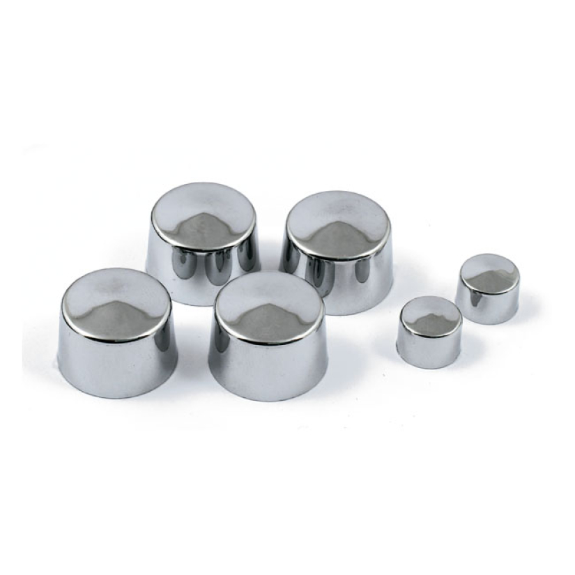 SMOOTHTOPPS, PUSH-ON BOLT COVER SET. CHROME FRONT BRAKE CALIPER. 08-24 905113