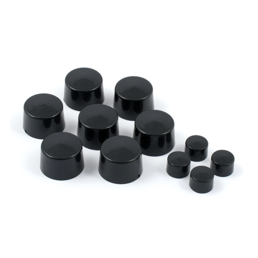 SMOOTHTOPPS, PUSH-ON BOLT COVER SET. BLACK FRONT & REAR BRAKE CALIPER 905176