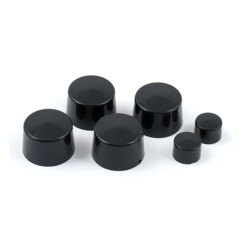 SMOOTHTOPPS, PUSH-ON BOLT COVER SET. BLACK FRONT BRAKE CALIPER. 08-24 905177