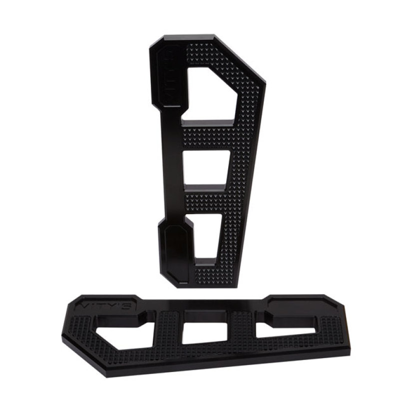 VITY''S DESIGN, RACING RIDER FLOORBOARDS. BLACK GLOSS BLACK ANODIZED F 906252