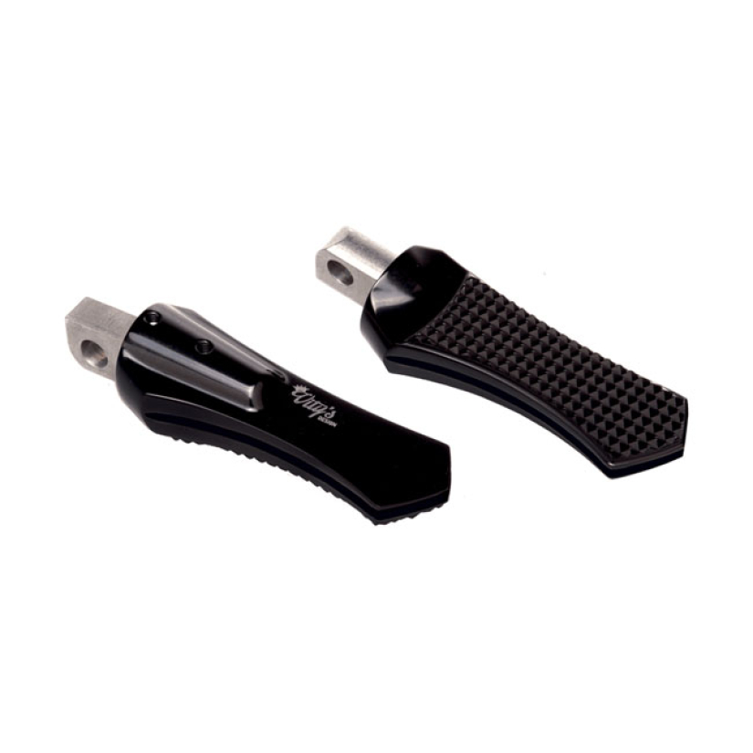 VITY''S DESIGN DIAMOND RIDER FOOT PEGS, BLACK CNC MACHINED BILLET ALUM 906259