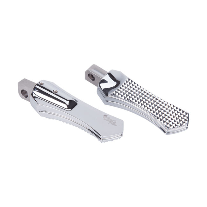 VITY''S DESIGN DIAMOND RIDER FOOT PEGS, CHROME CNC MACHINED BILLET ALU 906261