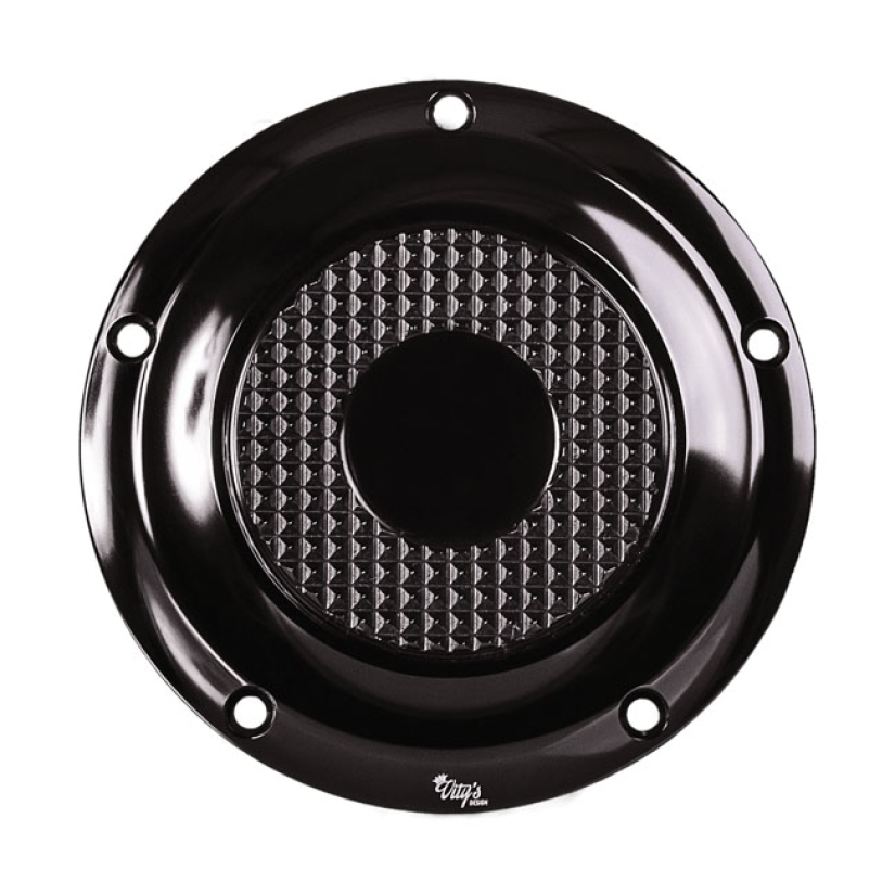 VITY''S DESIGN, DIAMOND DERBY COVER. BLACK GLOSS BLACK ANODIZED FINISH 906283